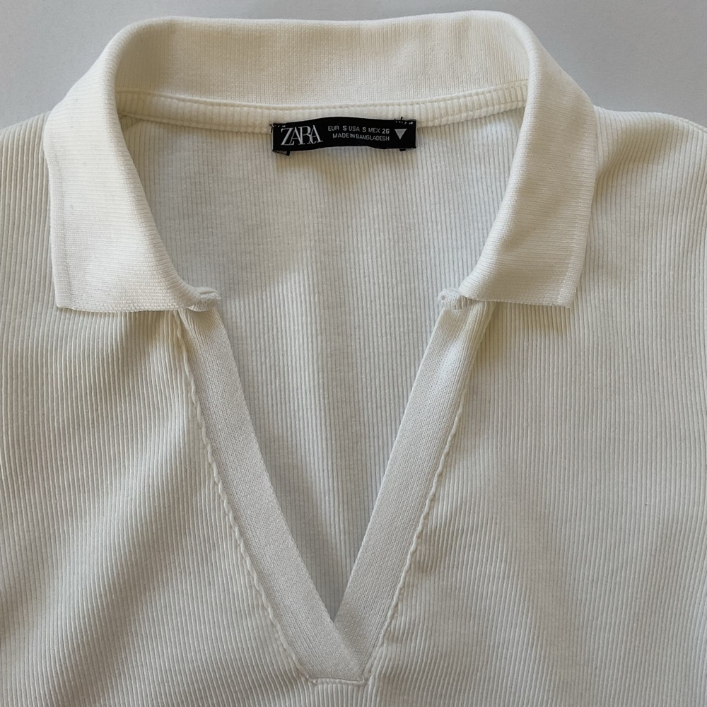 Zara Ribbed Polo Crop Top - Picture 5 of 6